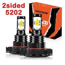 Pair 2-Side 5202 LED Headlight Bulb 6000K White Super Bright Fog Light Bulb Kit