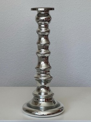 Kerzenständer Glas verspiegelt Silberfarbig Ikea  29 cm hoch Vintage