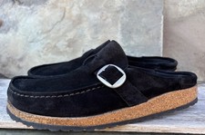 Nice Birkenstock BUCKLEY 40/9N Clogs Black Suede Slides Mules Strap w/ Buckle