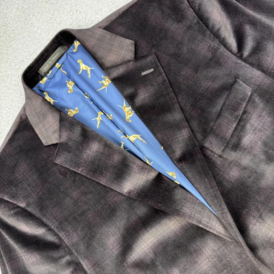 Blazer Lauren Ralph Lauren Para Hombres 42L Púrpura Terciopelo Estampado Perro Forro Abrigo Deportivo Foto 3 de 4