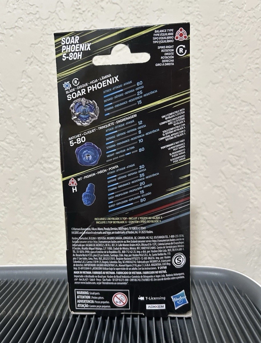 Hasbro Beyblade x Soar Phoenix Wing 5-80H Mold 3 Blue Hexa Bit