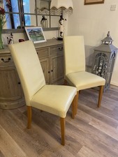 Two Genuine 100% Leather High Backed Dining Chairs I good Condition.