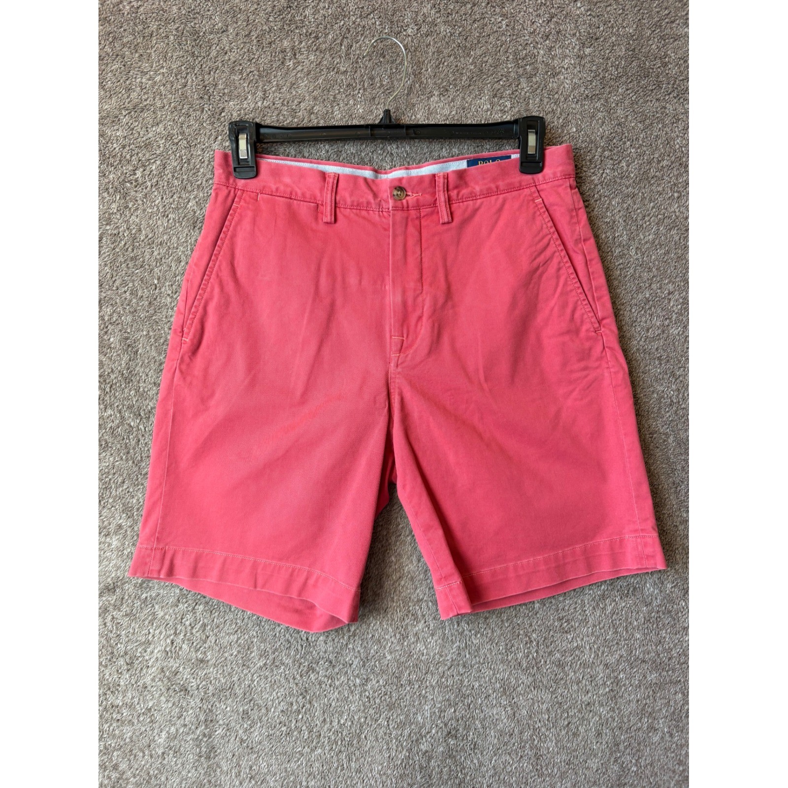 Polo Ralph Lauren Mens Stretch Chino Shorts Salmon Pink Size 31 Classic Fit Pony