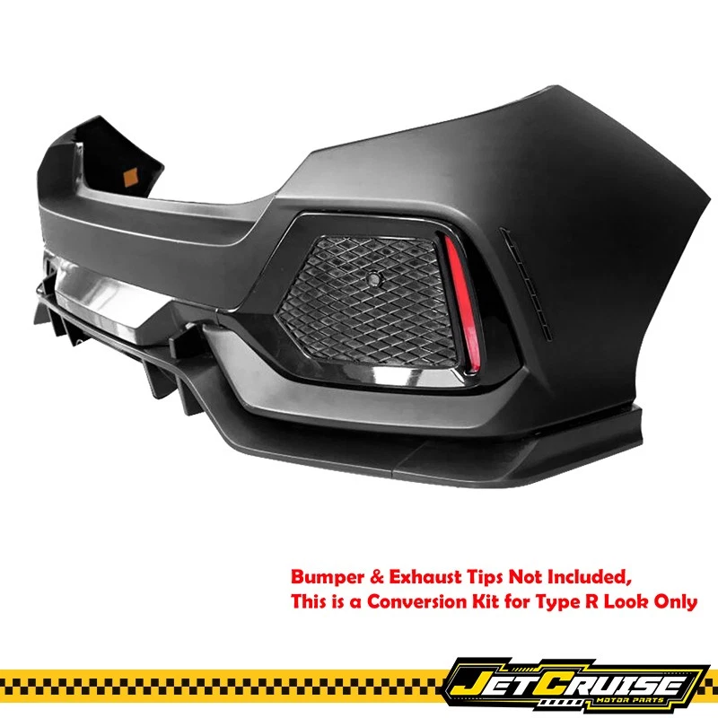 Fits 17-21 Honda Civic Hatchback Rear Bumper Garnish Convert to Type R Look - PP - Imagem 3 de 4