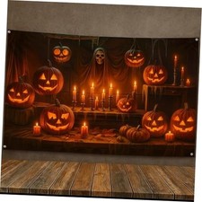 Spooky Halloween Backdrop 72x44 Inch  Halloween Party Pumpkin Brown Green