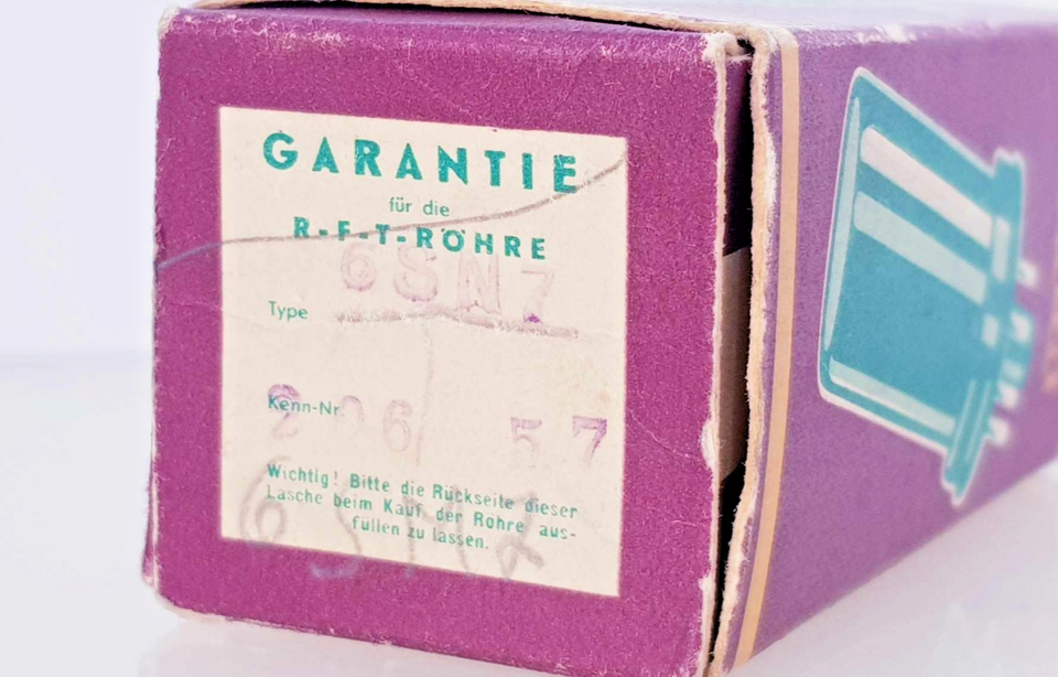 1 x 6SN7 RFT TESTED 1957y SINGLE FOIL GETTER CERAMIC 6H8C 6H8M 6SN7 ...