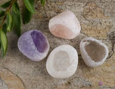 SEER STONES Set, Amethyst, Smoky Rose Clear Quartz - Crystal Divination, E0159