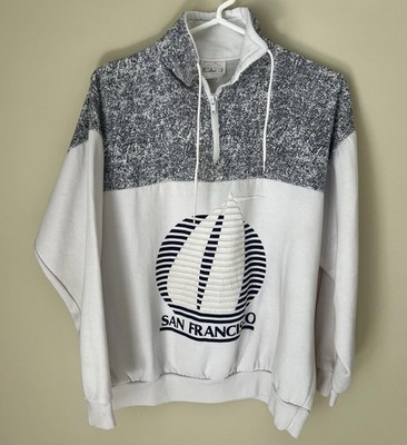 VTG 90s San Francisco 1/4 Zip Pullover Sweatshirt Sz L Unisex Sailboat USA Made