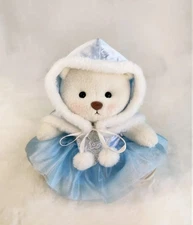 Handmade Fully Jointed 12 Inch White Teddy Bear Blue Ice Princess Limited 
