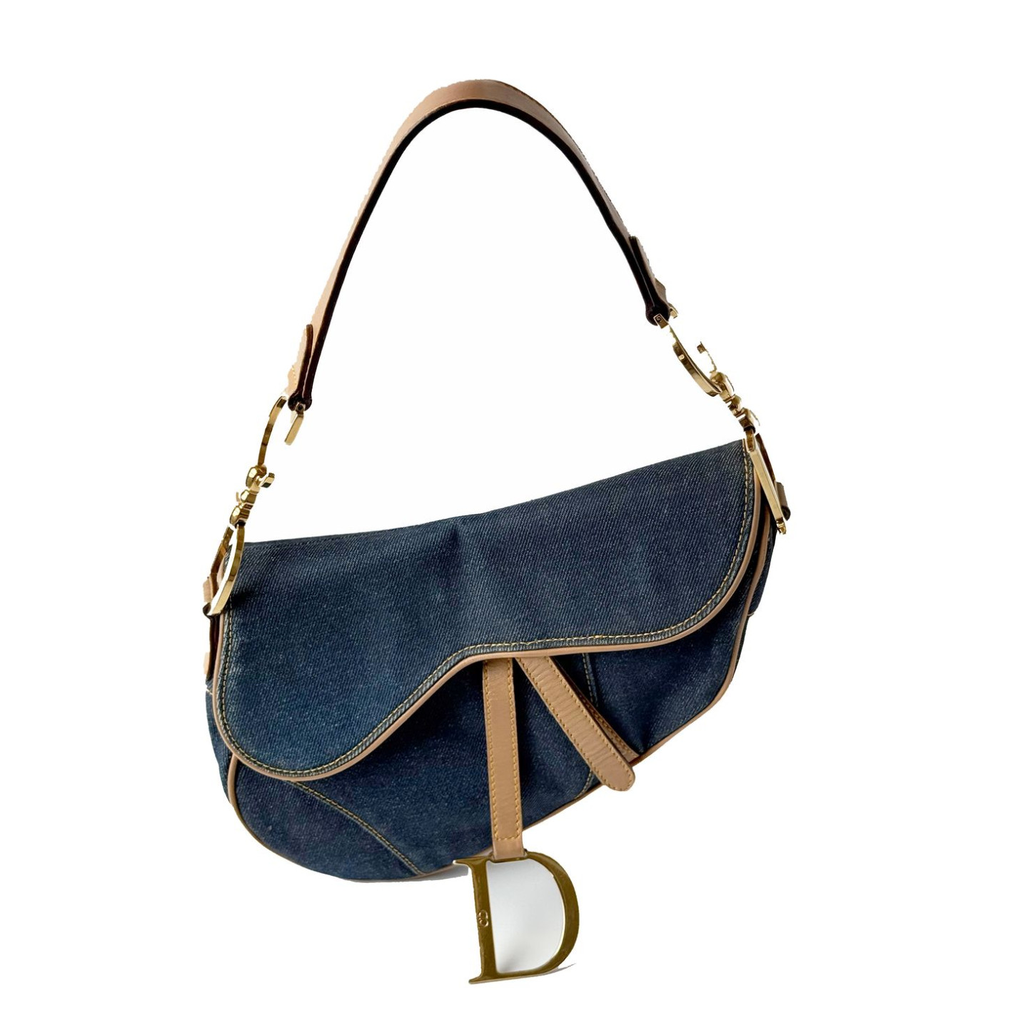 CHRISTIAN DIOR SADDLE DENIM BY JOHN GALLIANO SHOULDER BAG - AUTHENTIC