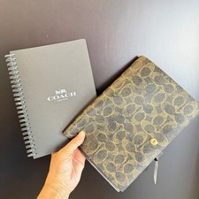Coach Notebook In Signature Canvas Gold/Brown CDC99 NWT