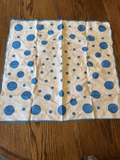 Vintage Blue And White Polka Dot Cotton/linen Scarf