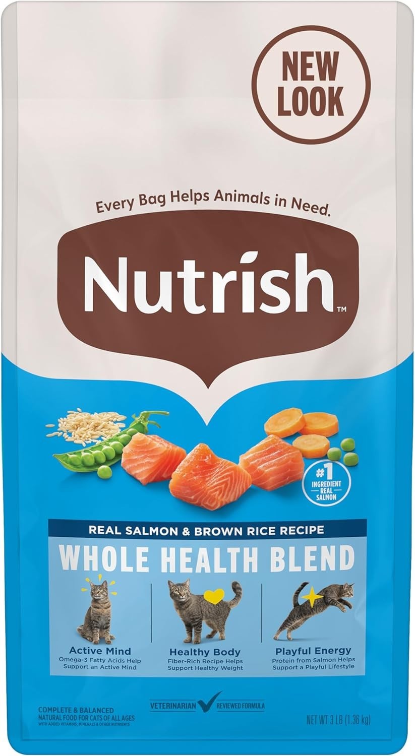 Nutrish Dry Cat Food, Real Salmon & Brown Rice Recipe Whole 