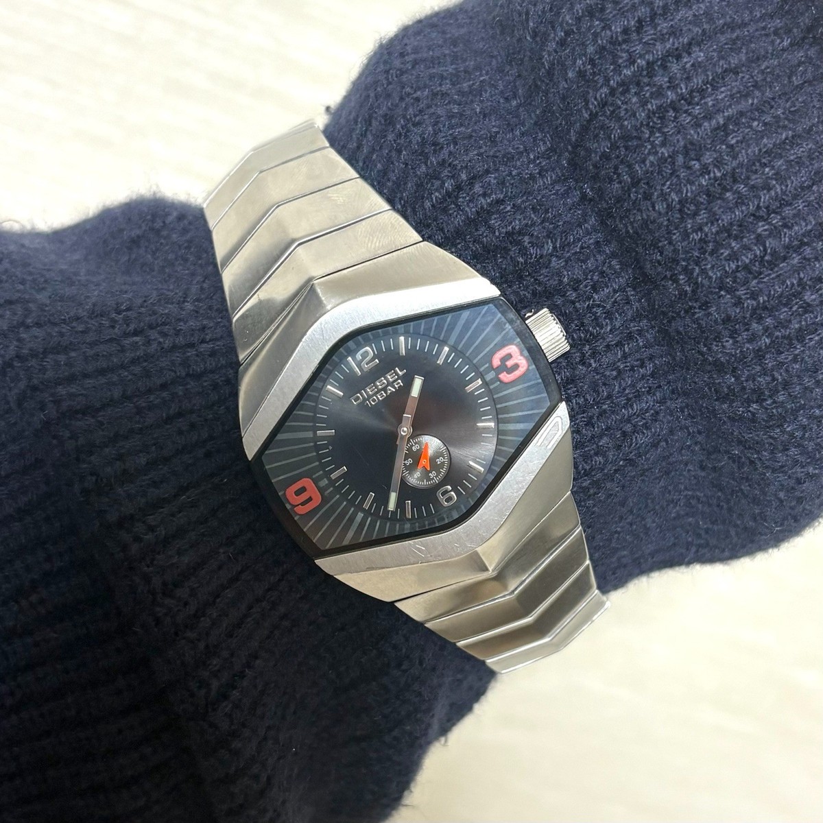 diesel y2k watch dz4075 pentagon silver black dial vintage 00s | eBay