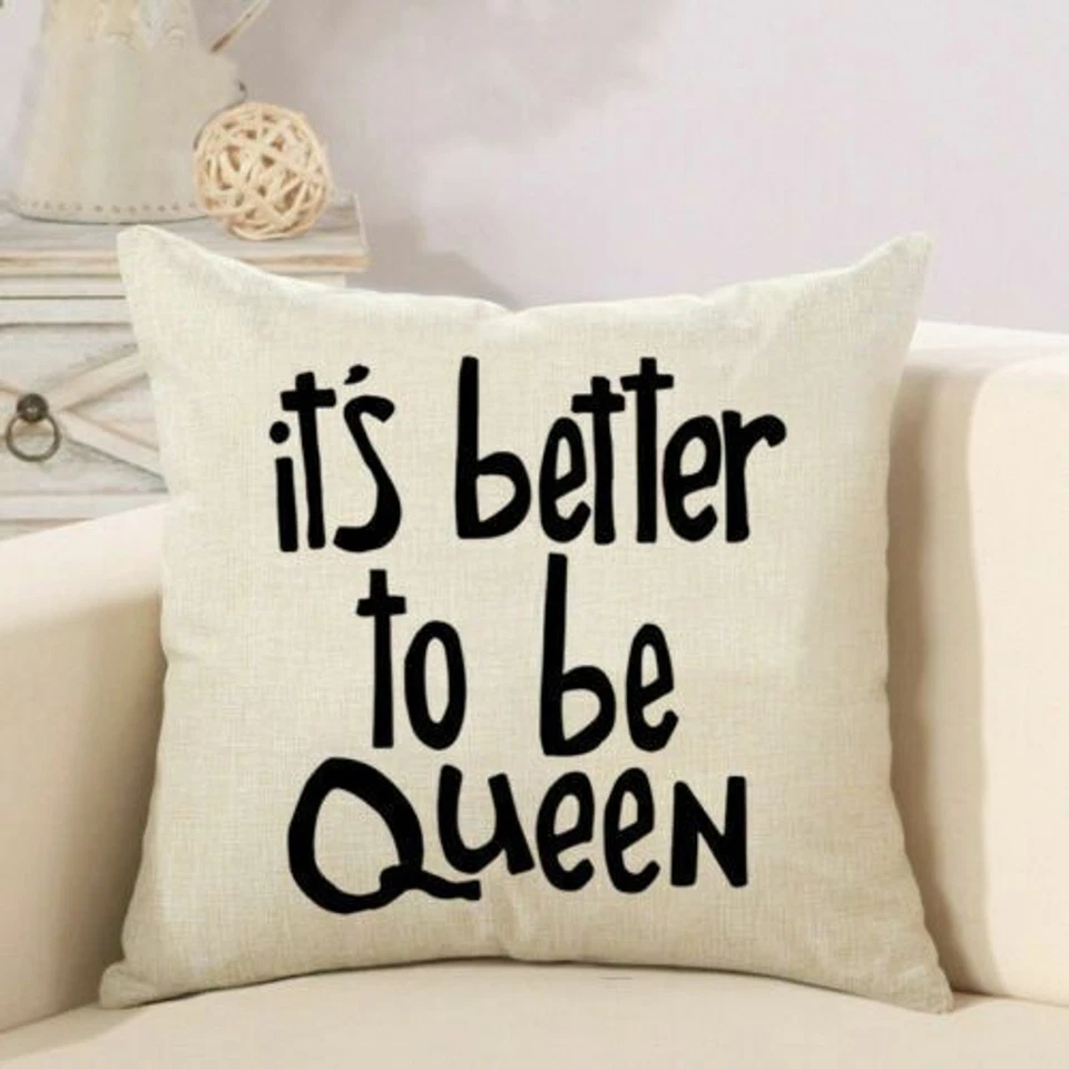 Great To Be King Better To Be Queen Pillow Covers Word Art Linen Bundle of 2 NEW - Image 3 of 4