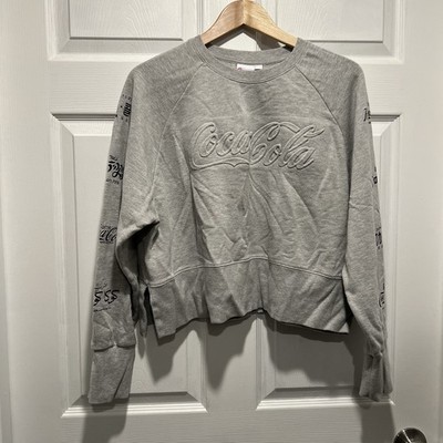 Coke A Cola Cropped Sweatshirt Grey Size Large