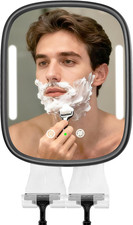Anti-Fog Shower Mirror for Shaving - Rechargeable Lighted Fogless Mirror with Ad