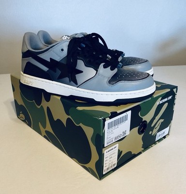 A Bathing Ape BAPE STA Men s Low Top Lace-Up Sneakers Gray/Black/White Box