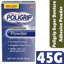 Poligrip Super Denture Adhesive Powder Extra Strength Strong Hold Comfort 1.6 oz