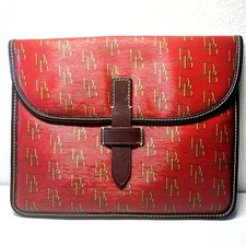 Authentic Dooney & Bourke Red 1975 Logo Leather Envelope Clutch – Vintage item