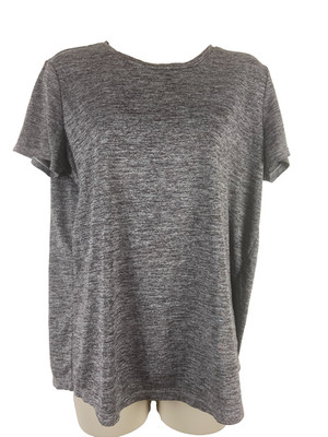 Generic Damen Activewear Oberteil Grau Gr. Large Rundhals Kurzarm 