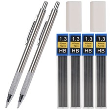 1.3 mm Mechanical Pencil Set with 4 Tubes Lead Refills,2 Eraser,1.3mm Mechani...