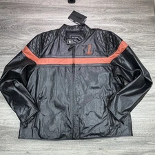 Harley Davidson Leather Jacket Mens 3XL Black Orange Victory Lap Motorcycle Bike