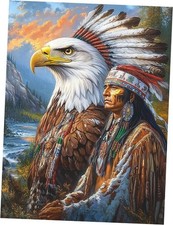 5D Diamond Art Kits for Adults Eagle Indian, Full Drill DIY Eagle man821