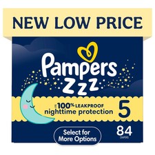 Pampers Swaddlers Overnight Diapers, Size 5, 84 Count - Nighttime Protection