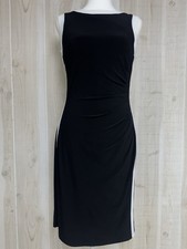 Lauren Ralph Lauren Sheath Dress 8  Ruching Black White Sleeveless Minimalist