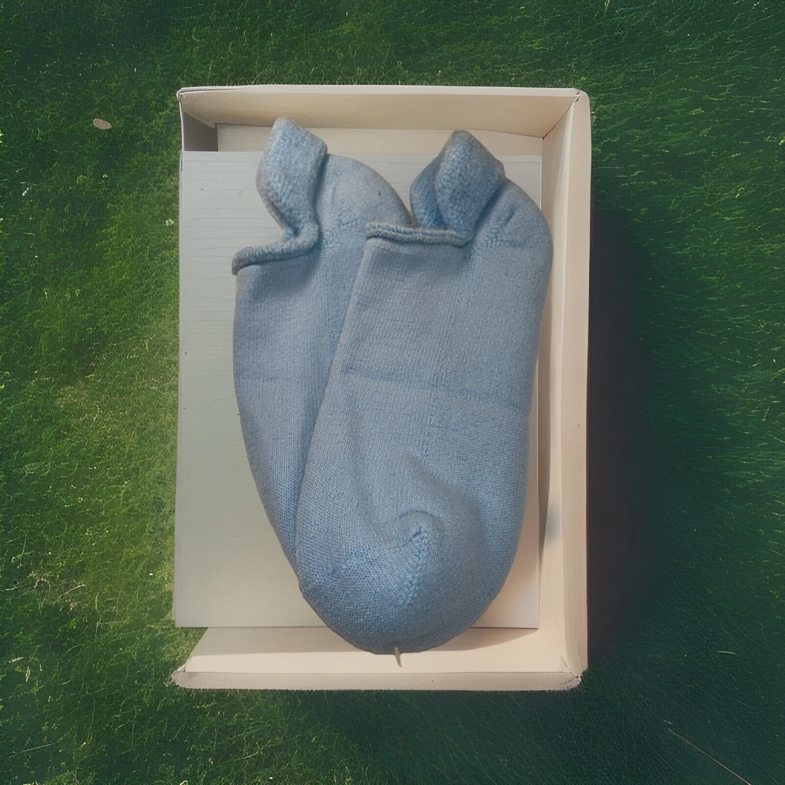 VTG For Her Ladies Sport Blue Cushioned Low Cut Socks 9-11 90s Ankle USA Made.
