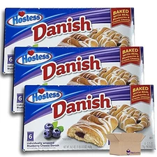 Hostess Blueberry Danish Value Pack | Individually Wrapped | 6 Count Box | Pack