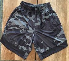 UNDER ARMOUR UA Shorts Black Camo YOUTH Small Drawstring Pockets Elastic Waist