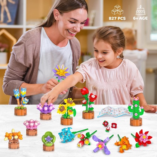 24 Pack Flowers Party Favors for Kids Building Set - 827PCS Succulents 3.6MM... - Picture 7 of 9