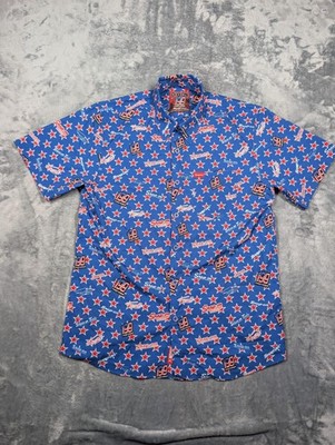 Dixxon Shirt Mens Medium Blue Pastrana 199 Snap-on Stars Button Up Short Sleeve