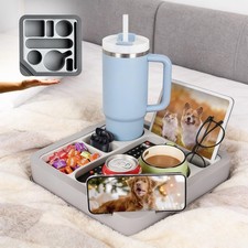 Cup Holder Tray for Couch and Bed - Spill-Proof Armrest Organizer with Remova...