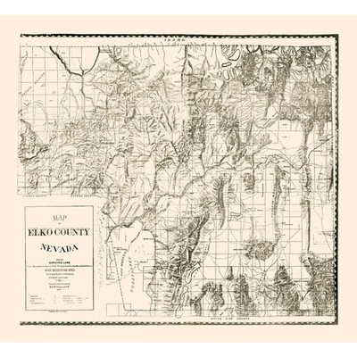 Historic County Map - Elko County Nevada - McClellan 1894 - Vintage Wall Art