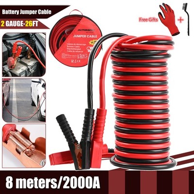 Heavy Duty Jumper Booster Cables Commercial Grade Battery 2 Gauge 25ft  2000 AMP
