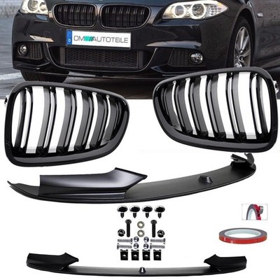 SET Spoiler vorne+ Doppelsteg Grill Schwarz passt für BMW 5er F10 F11 M-Paket