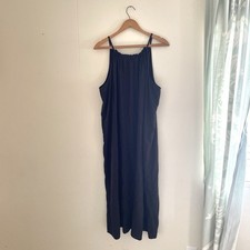 GAP Maxi Dress XXL Black Linen Blend High Neck Tie Boho Beachy Romantic Classic