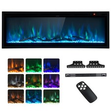 50 Inch Electric Fireplace Heater with Ultra-narrow Frame Recessed Wall-mounted