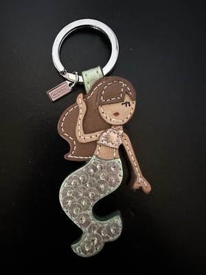 COACH Mermaid Keychain NEW Authentic Iridescent Leather