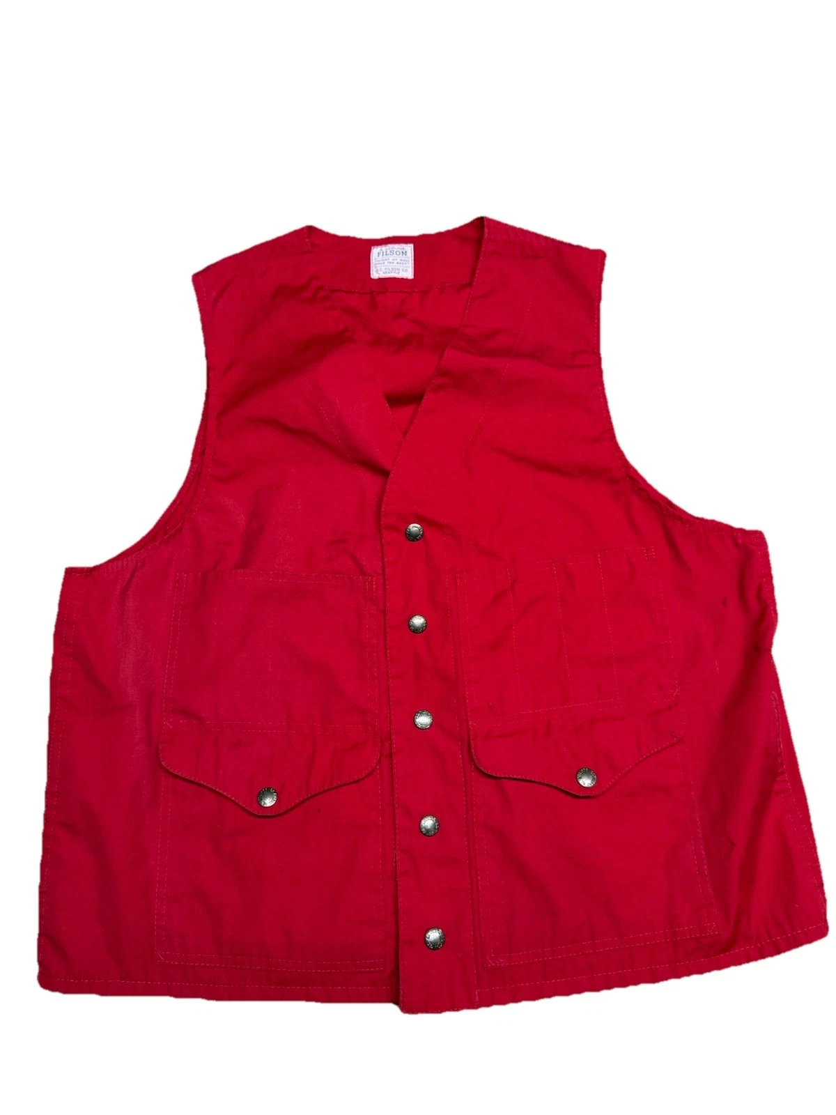 Vintage Filson Red Cargo Hunting/Fishing Vest Size L/XL