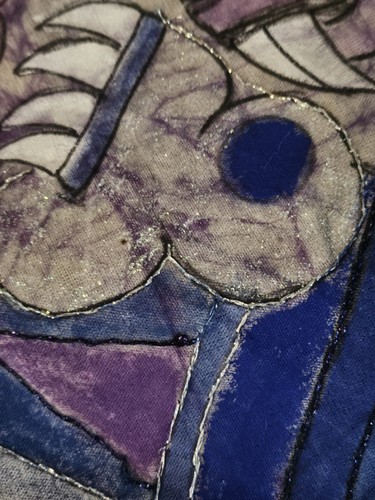 Xipe Wall Hanging Quilt Purple Black Mythical Glow - Picture 7 of 7