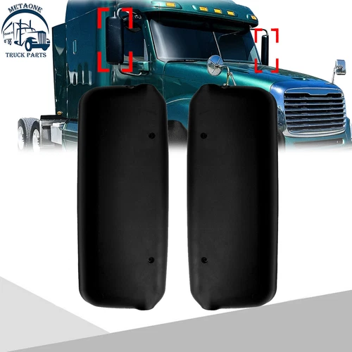 Black Door Mirror Cover Pair For 2002-2013 Freightliner Columbia Left&Right Side