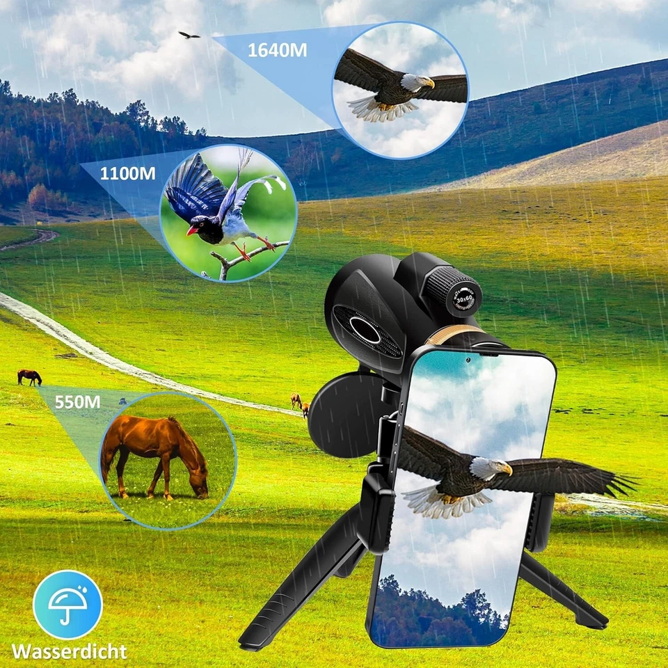Monokular Fernglas Tragbar Teleskop 30x60 Mini Wasserdicht Zoom Jagd Sport B1208 - Bild 4 von 4