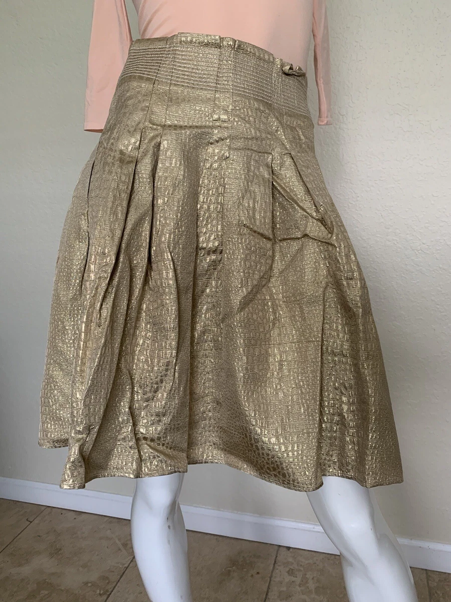 Ebay gold cheap pleated skirt