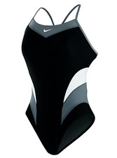 NEW Nike Swim NESS5018 Girls Victory Color Block Cut-Out Tank Black 26/Girls 10