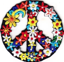FLOWER PEACE SIGN Iron On Patch Love Peace Biker Woodstock Love Summer
