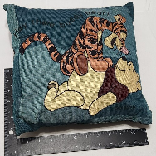 Disney Tapestry 11x11" Throw Pillow Tigger Pouncing Pooh "Hey There Buddy Bear" - Picture 5 of 5